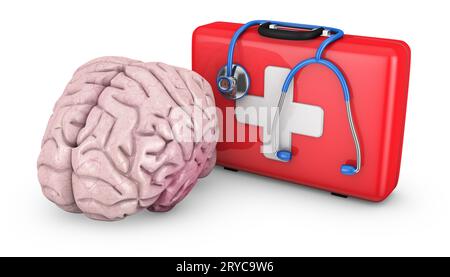 Cerveau et valise Banque D'Images