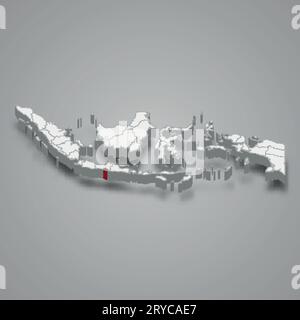 Yogyakarta province emplacement Indonésie carte isométrique 3D. Illustration de Vecteur