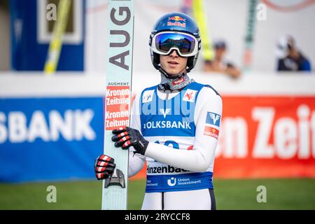 Hinzenbach, Autriche. 30 septembre 2023. Grand Prix d'été FIS Skisprung se déroulant sur la colline de saut à ski près d'Eferding, Austrias Daniel Tschofenig ©Andreas Stroh / Alamy Live News Banque D'Images