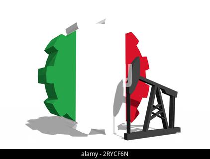 Engrenage avec pompe à huile texturée par le drapeau de l'Italie Banque D'Images