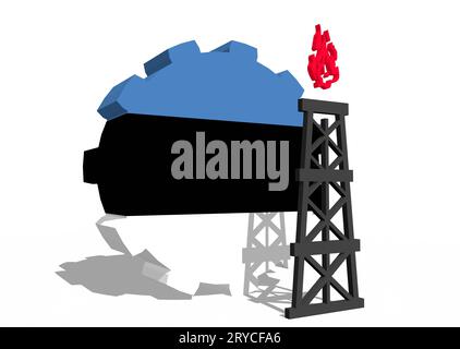 Équipement avec plate-forme de gaz icône simple, texturé par le drapeau de l'Estonie Banque D'Images