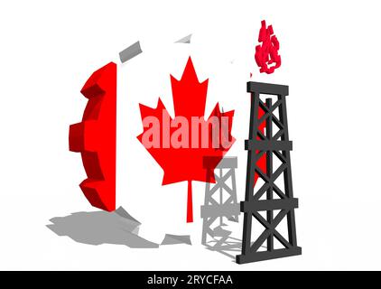 Équipement avec plate-forme de gaz icône simple, texturé par le drapeau du Canada Banque D'Images