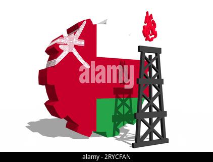 Équipement avec plate-forme à gaz icône simple, texturé par le drapeau Oman Banque D'Images