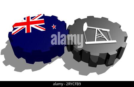 Engrenage avec pompe à huile texturée par drapeau néo-zélandais Banque D'Images