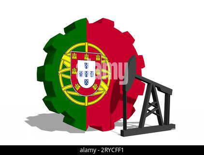 Engrenage avec pompe à huile texturée par le drapeau du Portugal Banque D'Images