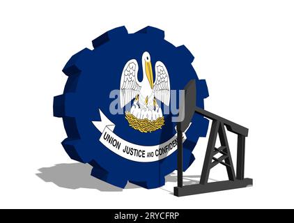 Engrenage avec pompe à huile texturée par le drapeau de la Louisiane Banque D'Images