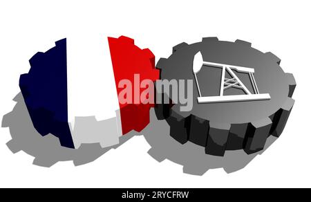 Engrenage avec pompe à huile texturée par drapeau de France Banque D'Images