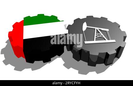 Engrenage avec pompe à huile texturée par le drapeau des Émirats arabes Unis Banque D'Images