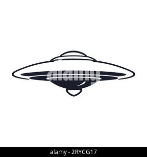 conception d'illustration d'icône d'ufo plate, logo de navire extraterrestre simple Illustration de Vecteur