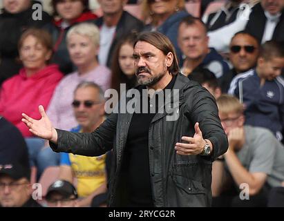 Daniel Farke, entraîneur de Leeds United, lors du Sky Bet Championship Match au St Mary's Stadium de Southampton. Date de la photo : Samedi 30 septembre 2023. Banque D'Images