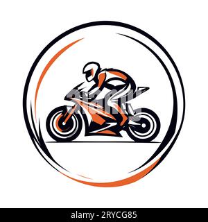 Moto de route avec pilote, silhouette vectorielle abstraite, logo de sport automobile Illustration de Vecteur