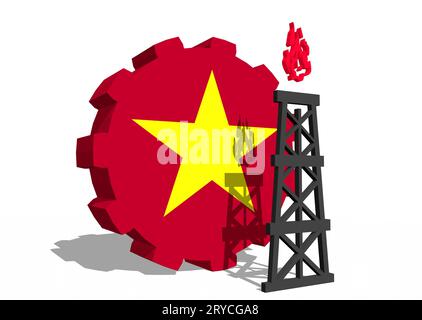 Équipement avec plate-forme de gaz icône simple, texturé par le drapeau du Vietnam Banque D'Images