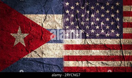 Drapeau grunge américain et cubain. Relations entre Cuba et les États-Unis Banque D'Images