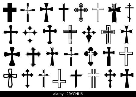 Illustration de différentes croix isolées sur blanc Banque D'Images