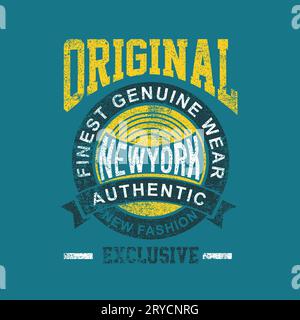 Tee graphique original New york typographie Varsity design grunge Distressed College graphique pour le vecteur de conception graphique d'impression t-shirt Illustration de Vecteur