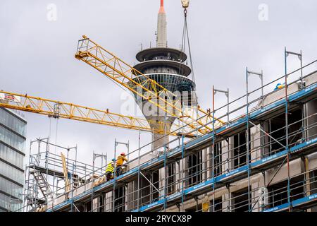 Großbaustelle, à Düsseldorf, Lorettoviertel, bau von Eigentumswohnungen, Rohbau, NRW, Deutschland Wohnungsbau *** Grand chantier, à Düsseldorf, Lorettoviertel, construction de condominiums, shell, NRW, Allemagne Construction de logements crédit : Imago/Alamy Live News Banque D'Images