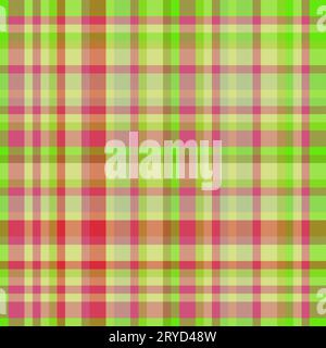 Vérifiez le motif vectoriel de texture tartan à carreaux avec un tissu textile de fond sans couture dans des couleurs lime et rouge. Illustration de Vecteur