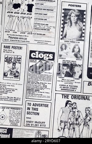 Publicité pour vêtements dans le numéro des années 1970 de NME New musical Express Music Paper Banque D'Images