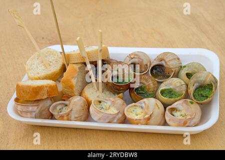 Close up partie de l'escargot les escargots cuits Banque D'Images