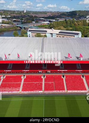 Nottingham, Royaume-Uni. 09.21.2023 Nottingham Forest football Club, The City Ground. Image aérienne. 21 septembre 2023. Banque D'Images