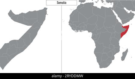 Carte de Somalie et localisation sur la carte de l'Afrique. Illustration vectorielle Illustration de Vecteur