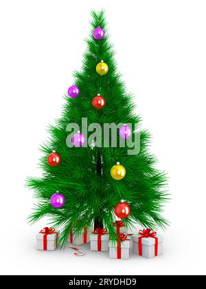 Sapin de Noël et cadeau Banque D'Images