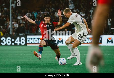 Gênes, Italie. 28 septembre 2023. Gênes Alan Maturro pendant Gênes CFC vs AS Roma, match de football italien Serie A à Gênes, Italie, septembre 28 2023 crédit : Agence photo indépendante/Alamy Live News Banque D'Images