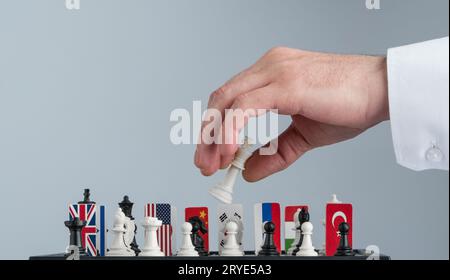 Échiquier avec des drapeaux de pays Banque D'Images