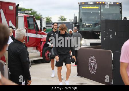 Milieu de terrain Ben Cremaschi arrivant pour Inter Miami CF contre New York City FC, MLS, au DRV PNK Stadium à fort Lauderdale, Floride, le 30 septembre 2023. Banque D'Images