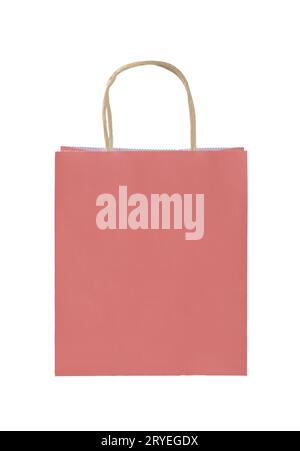 Sac à provisions en papier rose isolé sur blanc Banque D'Images