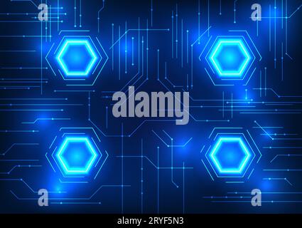 Forme hexagonale de fond de technologie abstraite combinée avec des lignes de circuit technologique. Accent mis sur rendre les images modernes et exceptionnelles, suitab Illustration de Vecteur