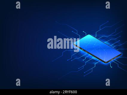 Technologie smartphone l'arrière du téléphone mobile est un circuit technologique interconnecté. Fait référence à la technologie de smartphone qui peut se connecter à d'autres Illustration de Vecteur