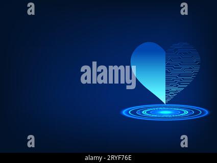 Technologie médicale l'autre moitié du cœur est un circuit imprimé technologique. Placé sur le cercle de technologie de la médecine moderne dans quel organe artificiel Illustration de Vecteur