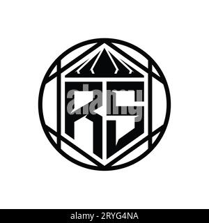 Logo RS lettre monogramme hexagonal tranche couronne pointue forme de bouclier isolé cercle modèle de conception de style abstrait Banque D'Images