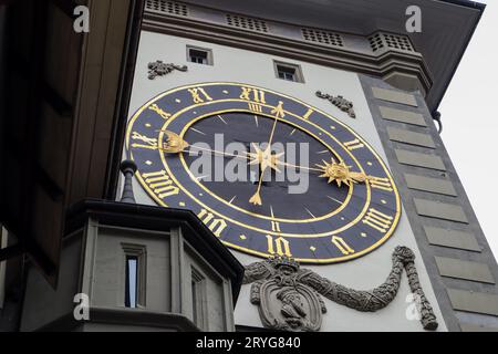 Gros plan de Zytglogge (Tour de l'horloge), Berne, Suisse. Banque D'Images