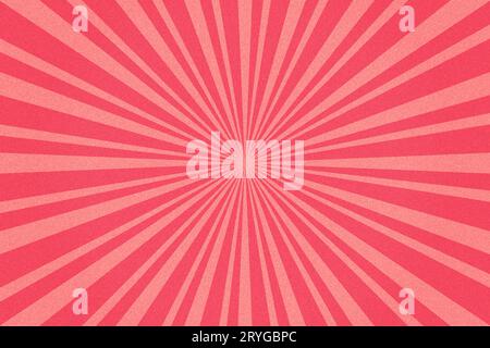 Fond de motif Sunburst rose granuleux. Illustration géométrique des rayons radiaux vibrants Banque D'Images