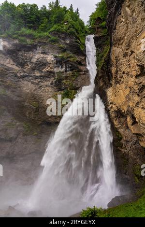 Les chutes de Reichenbach dans les montagnes suisses. Banque D'Images