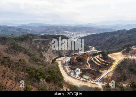 Vue du pont suspendu Wonju Banque D'Images