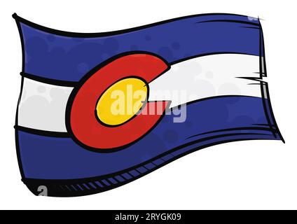 Drapeau du Colorado peint agitant sous le vent Banque D'Images