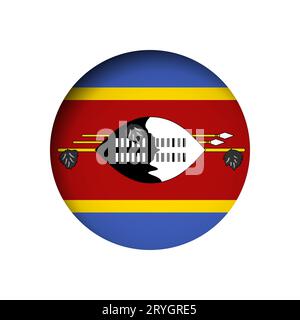 Drapeau eSwatini - derrière le trou de papier de cercle coupé avec ombre intérieure. Illustration de Vecteur