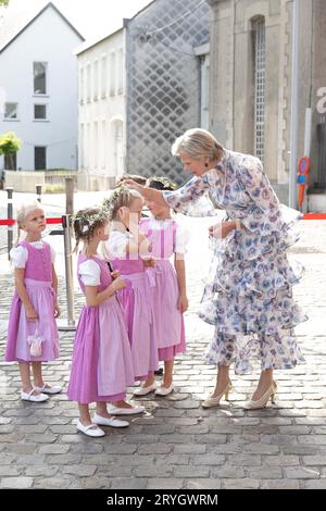 Beloeil, Belgique. 01 octobre 2023. La princesse Marie-Astrid de Luxembourg assiste au mariage de l'archiduc Alexandre de Habsbourg-Lorraine et de la comtesse Natacha Roumiantzoff-Pachkevitch à l'église Saint-Pierre de Beloeil, le 29 septembre 2023 en Belgique. Photo de David Niviere/ABACAPRESS.COM crédit : Abaca Press/Alamy Live News Banque D'Images