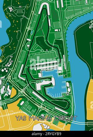 Carte du circuit Yas Marina circuit à Abu Dhabi Émirats arabes Unis Illustration de Vecteur