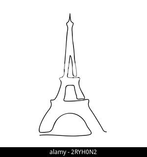 Paris Tour Eiffel continue une ligne tracée. isolé sur fond blanc. Illustration vectorielle Illustration de Vecteur