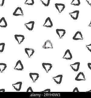 Motif vectoriel simple sans couture avec des triangles irréguliers dessinés à la main sur un fond blanc. FreeHand impression géométrique idéal pour le tissu, le textile, l'emballage Illustration de Vecteur
