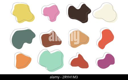 Illustration d'un ensemble de cadres de ligne simple. Décoration de cadre rond en forme de courbe lâche. Fond abstrait liquide Illustration de Vecteur