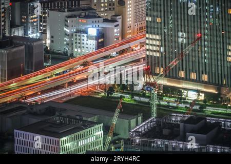 Vue nocturne depuis la Tour du site de Yokohama Banque D'Images