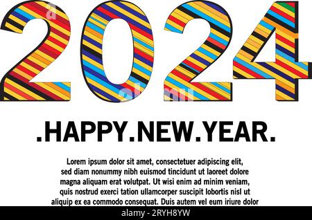 Bonne année 2024 design avec des chiffres. bonne année 2024 conception vectorielle pour affiche, calendrier, bannière et plus encore Illustration de Vecteur