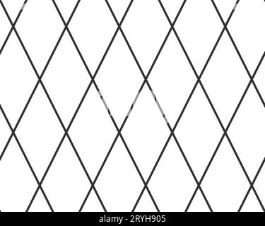 Motif sans couture de grille de lignes transversales diagonales. Texture de diamant géométrique. Maillage de ligne diagonale noire sur fond blanc. Tissu matelassé minimal. Métallique Illustration de Vecteur