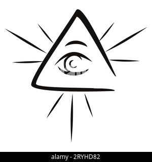 Symbole Eye of Providence créé sur l'illustration du croquis Banque D'Images