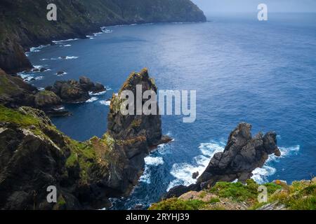 Falaises de Cape Ortegal et océan atlantique, Galice, Espagne Banque D'Images